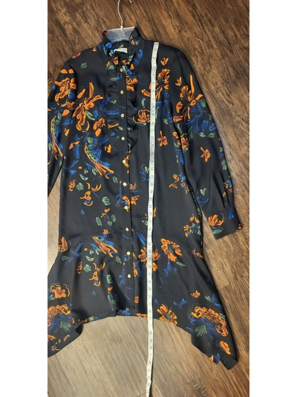 Tory Burch Cora Ruffled Midi Dress S Asymmetrical Hem Floral Dark Academia Fall